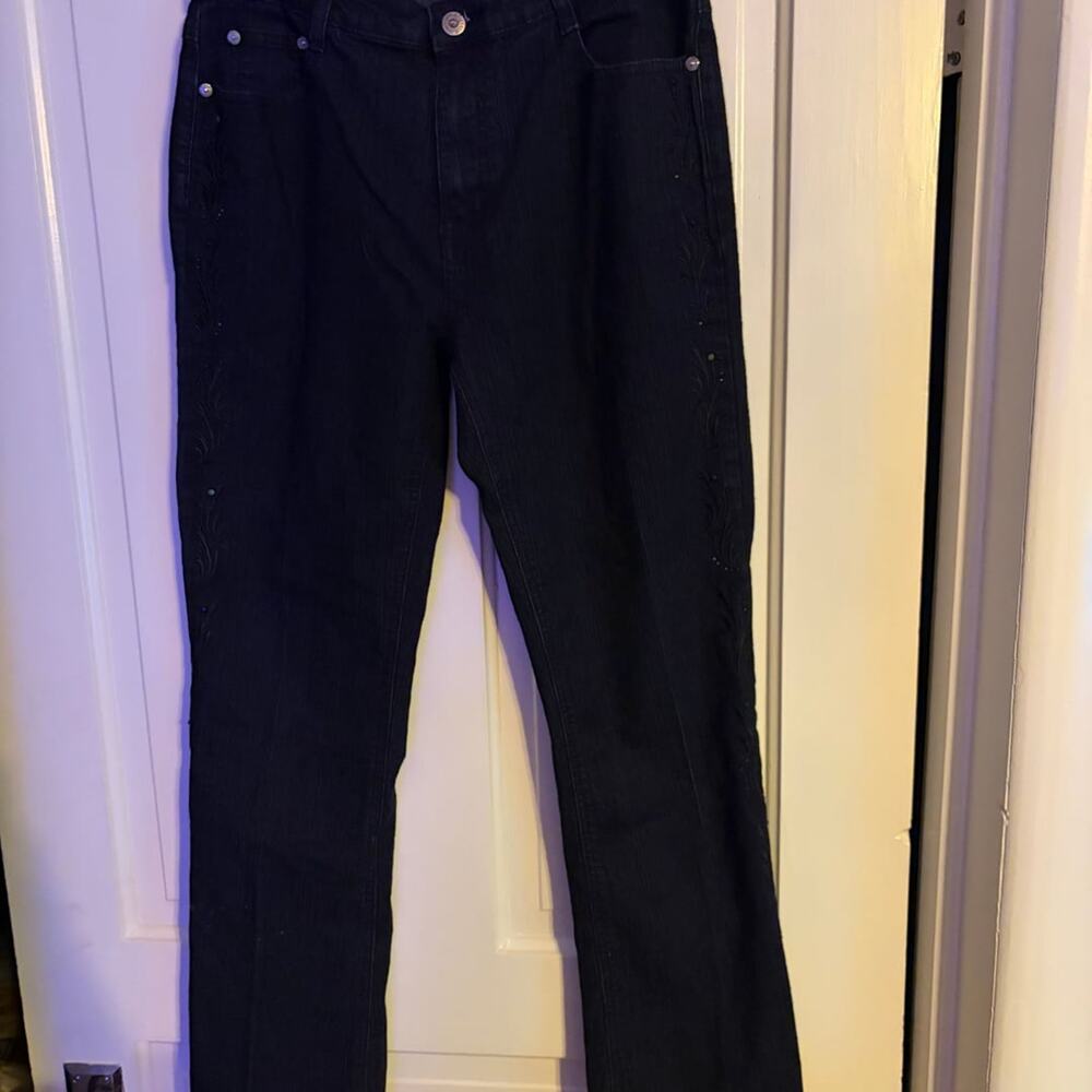 COS Women's Size 10 Black Embroidered and Embellished Straight Leg Jeans